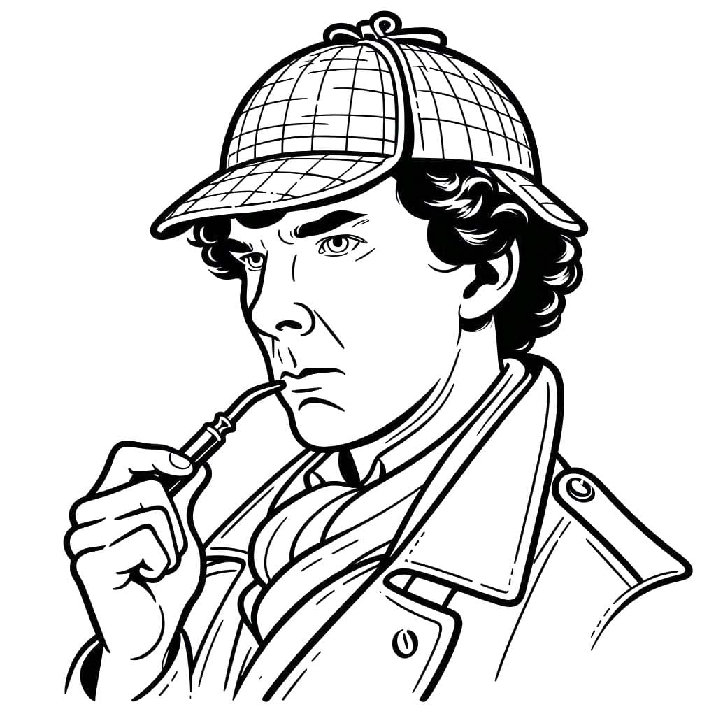 Zeichnen Sherlock Holmes druckbar für Kinder