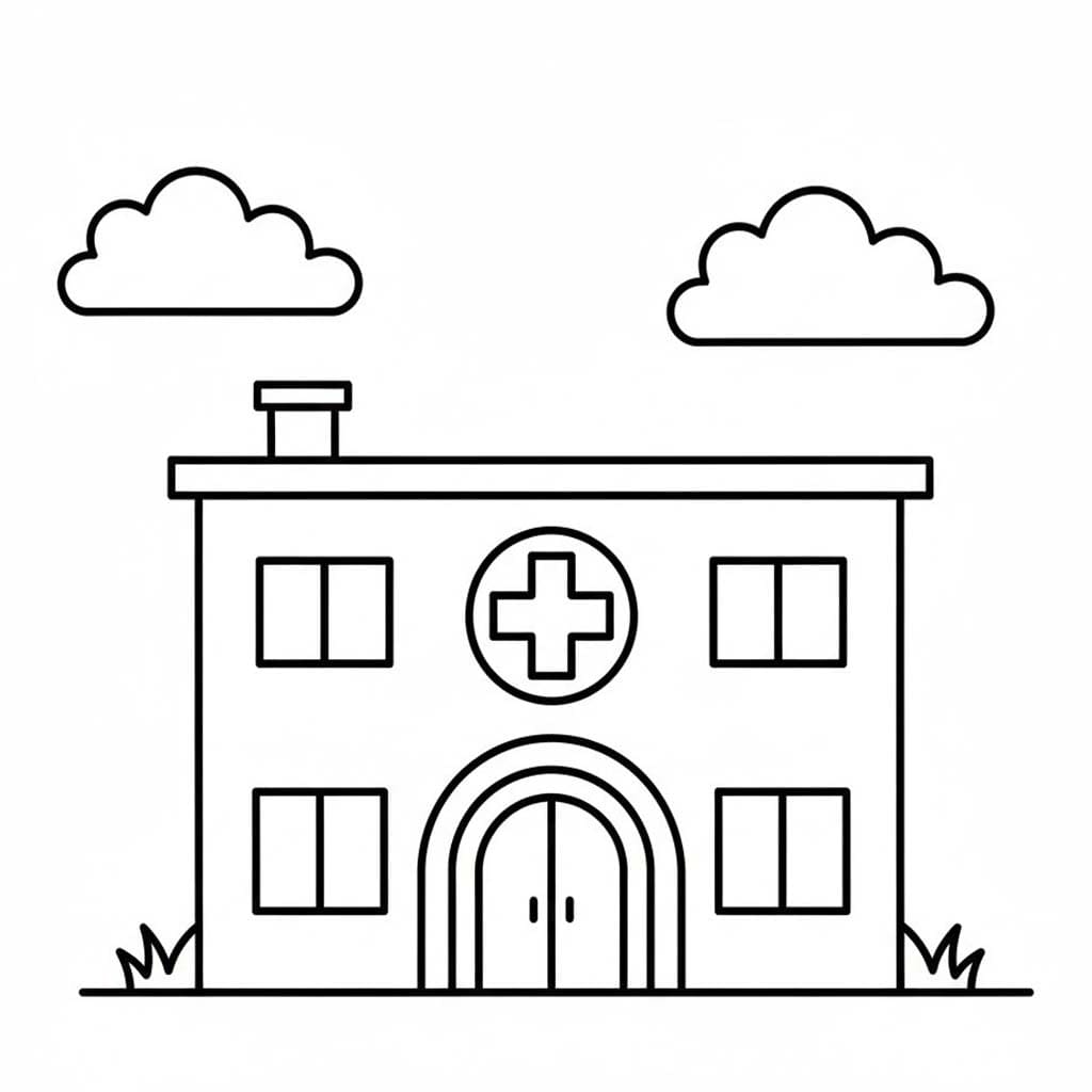 Zeichne Krankenhaus druckbare einfach