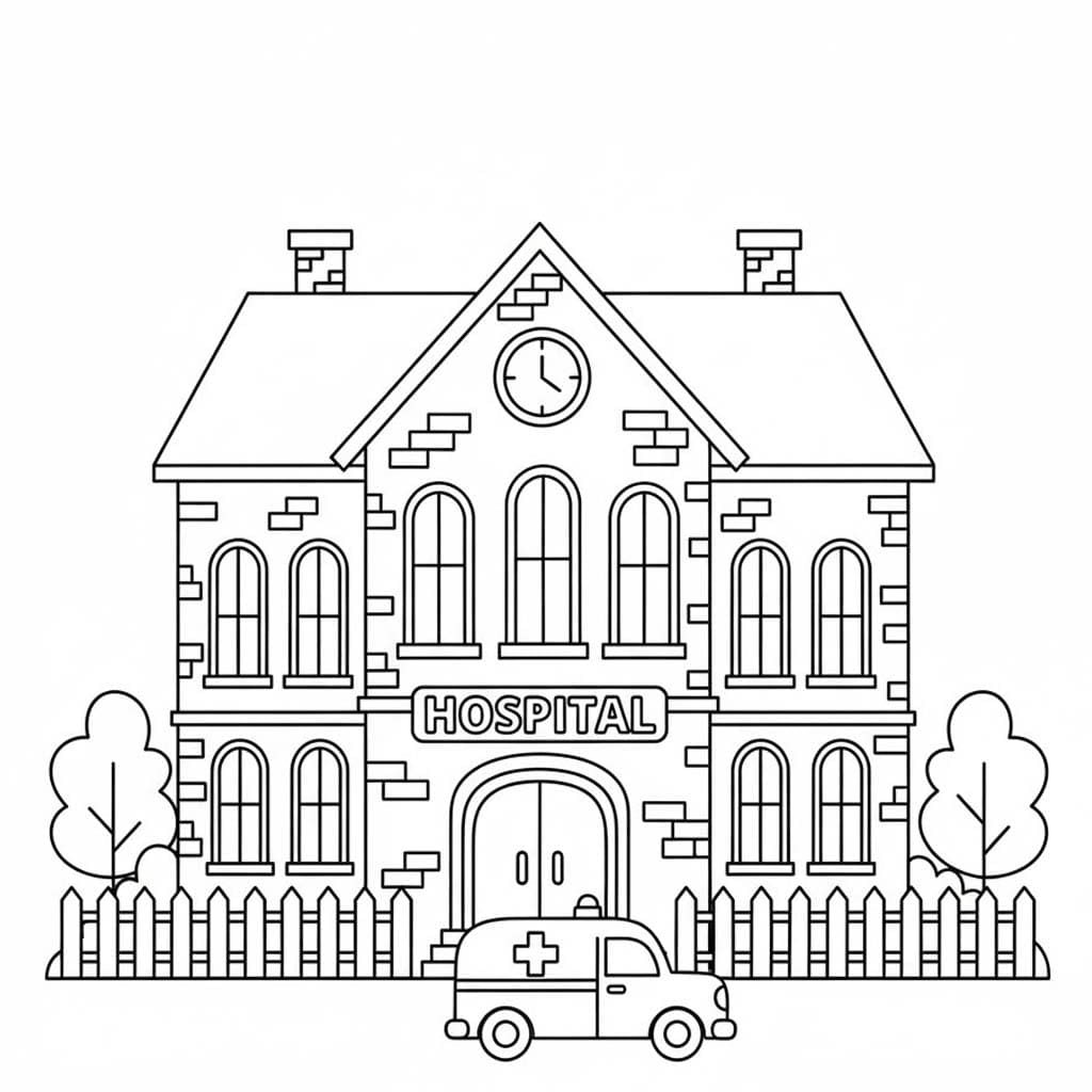 Zeichne Krankenhaus kostenlos druckbare einfach