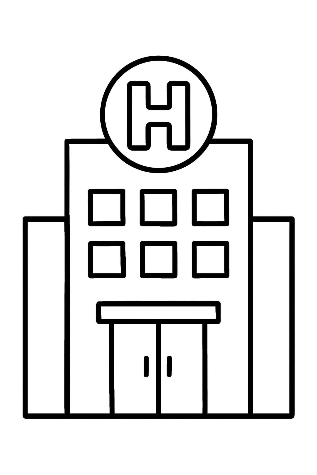 Zeichne Krankenhaus kostenlos druckbare schlicht