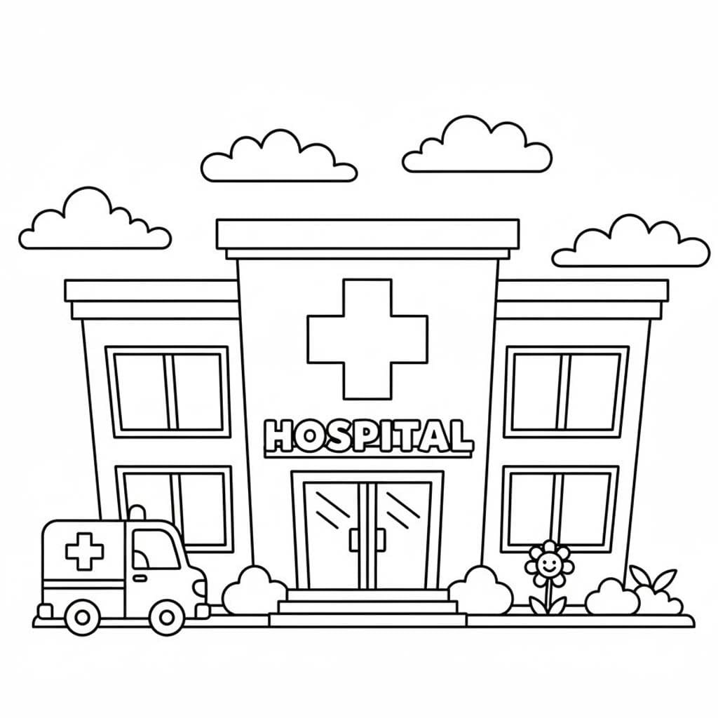 Zeichne Krankenhaus kostenlos einfach