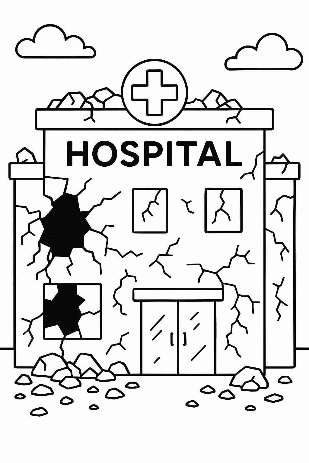 Zeichne Krankenhaus zum Ausdrucken für Kinde