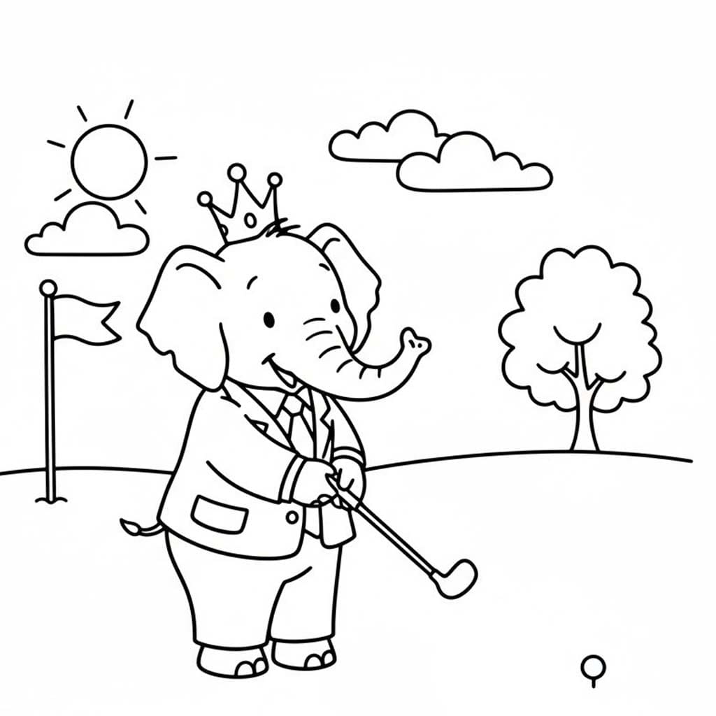 Druckbare Babar der Elefant