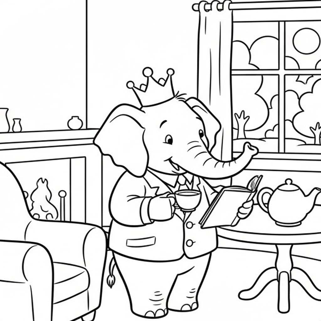 Zeichne Babar der Elefant kostenlos