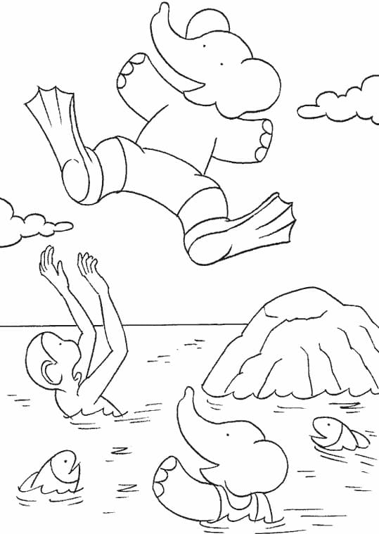 Zeichne Babar der Elefant kostenlos einfach