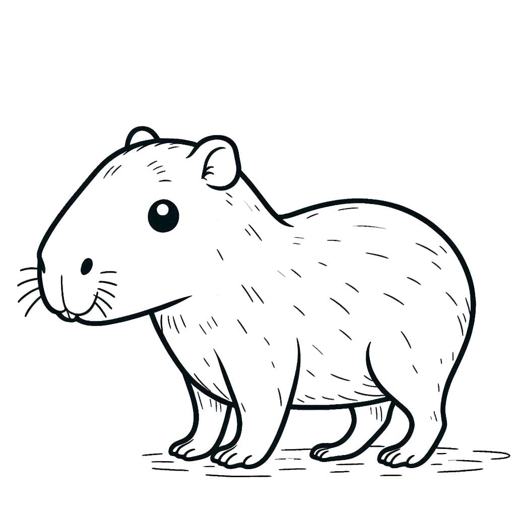 Zeichne Capybara druckbare einfach