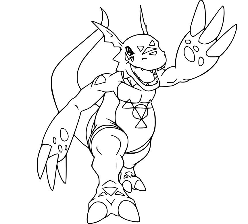 Zeichne Digimon druckbare einfach