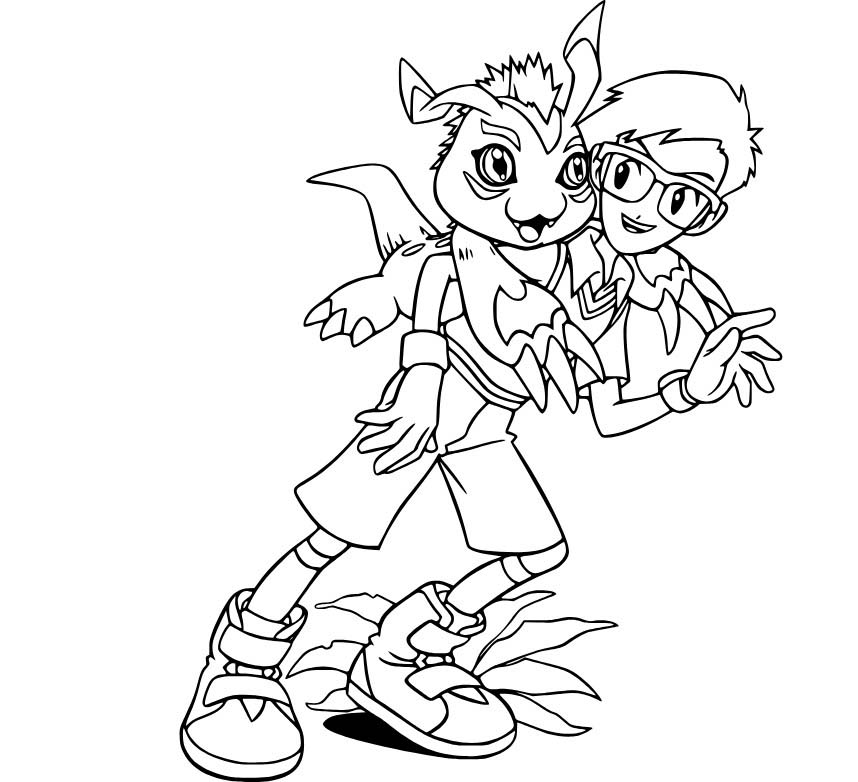 Zeichne Digimon druckbare schlicht