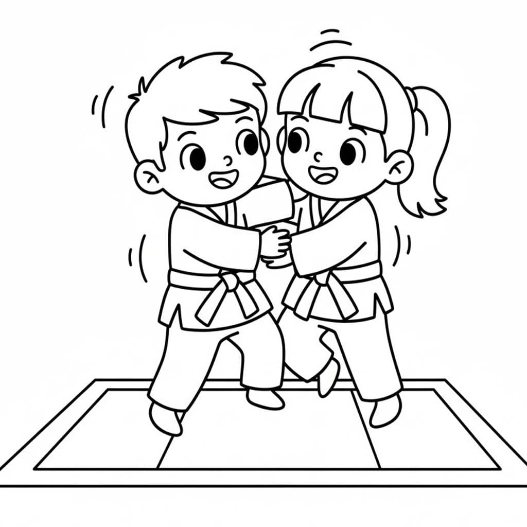 Zeichne Judo schlicht