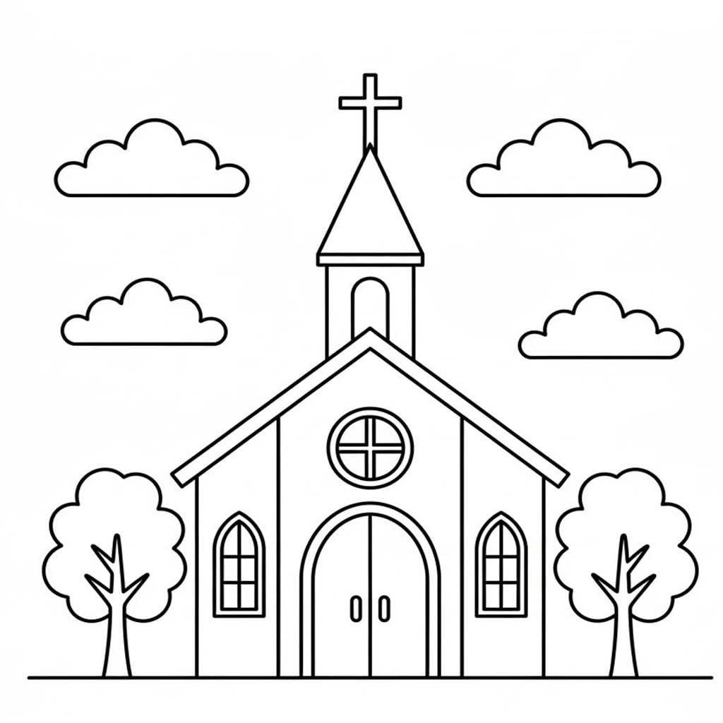 Zeichne Kirche druckbare