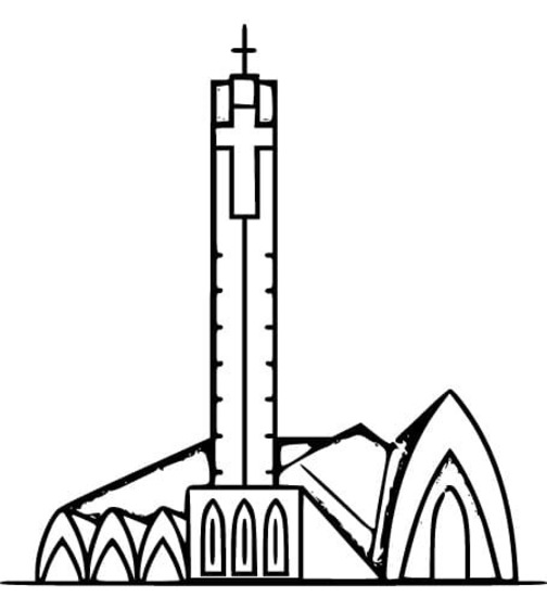 Zeichne Kirche druckbare schlicht