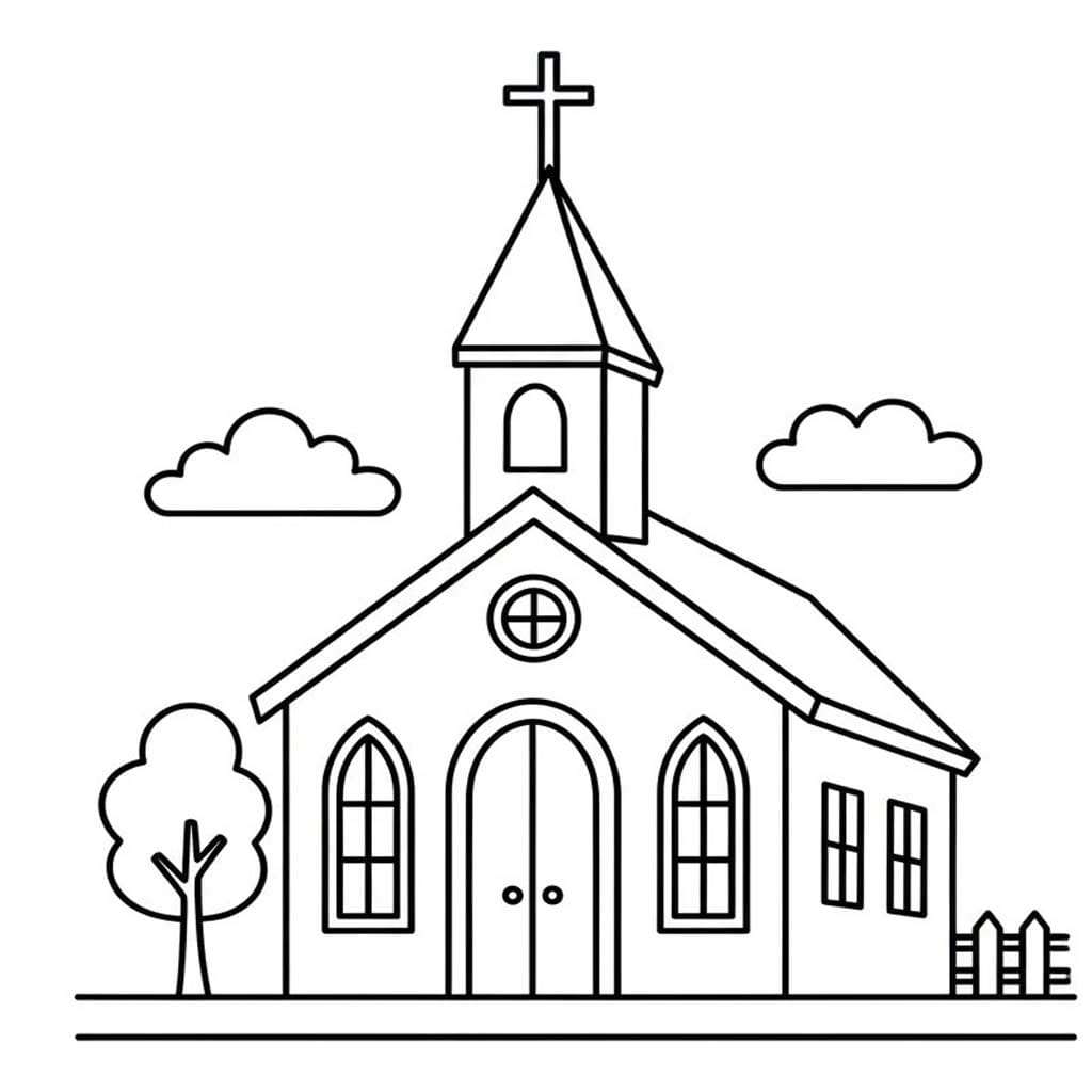 Zeichne Kirche kostenlos druckbare