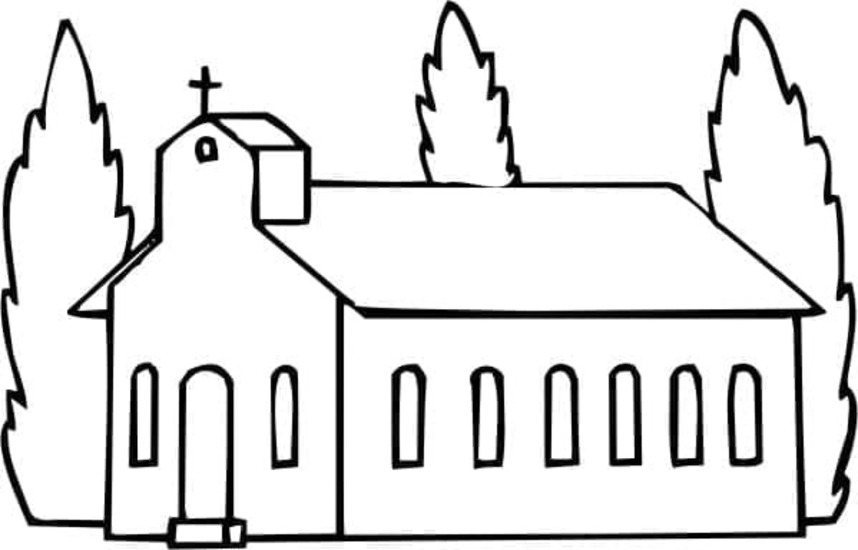 Zeichne Kirche kostenlos schlicht
