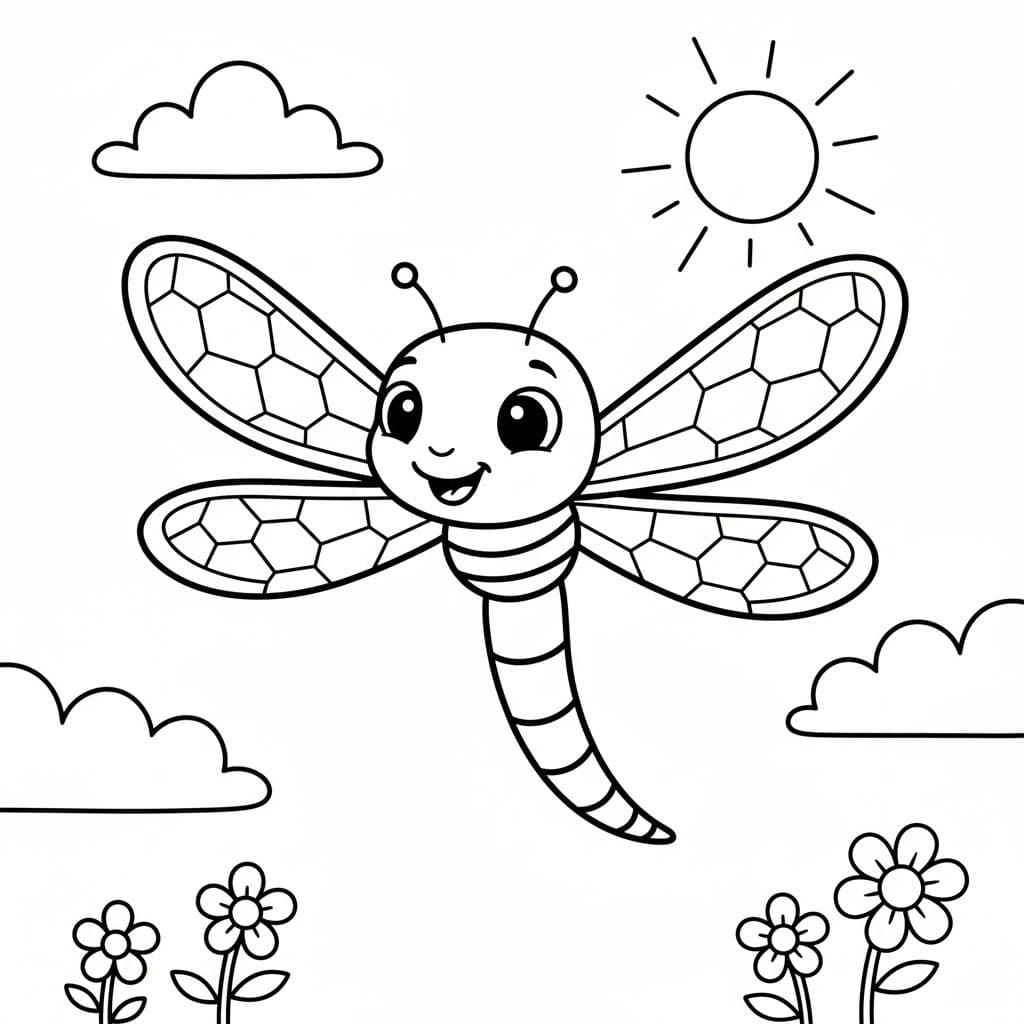 Zeichne Libellen zum Ausdrucken