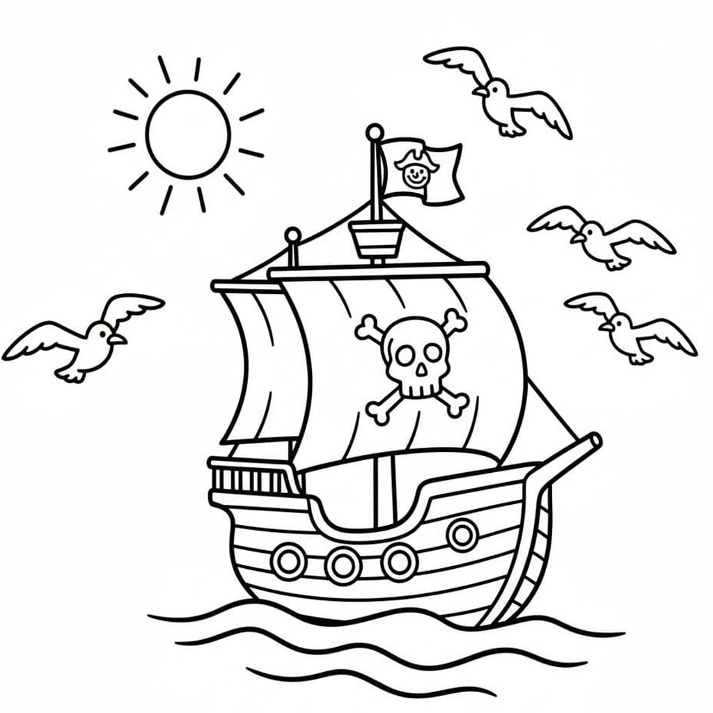 Zeichne Piratenschiff druckbare