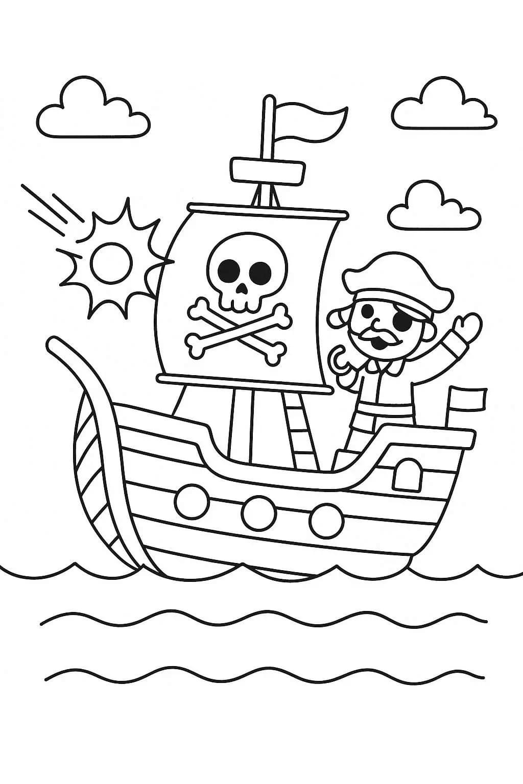 Zeichne Piratenschiff für Kinder