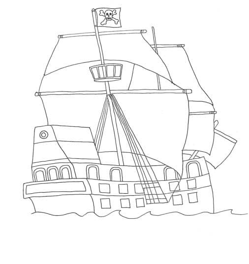 Zeichne Piratenschiff kostenlos druckbare einfach