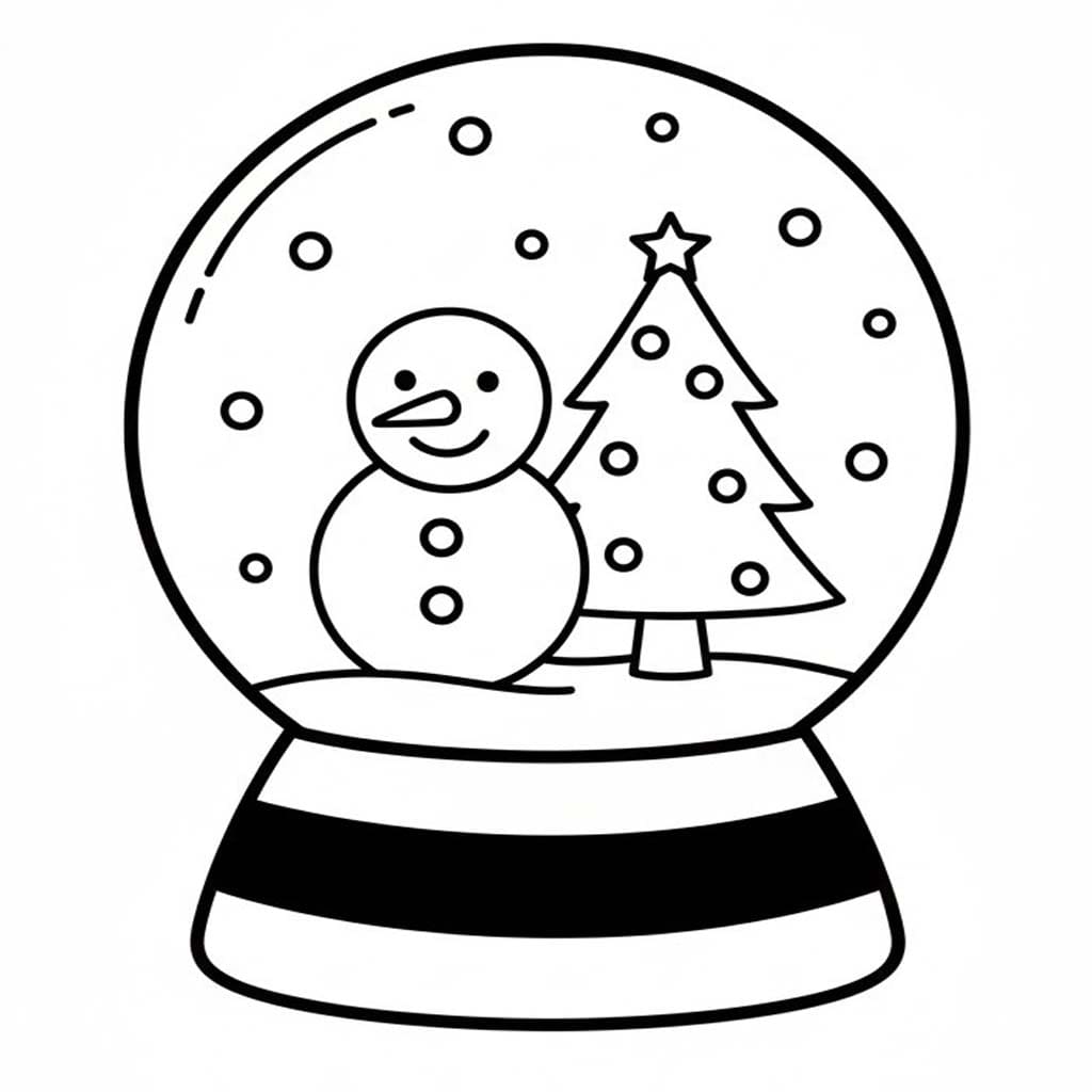 Zeichne Schneekugel kostenlos für Kinder
