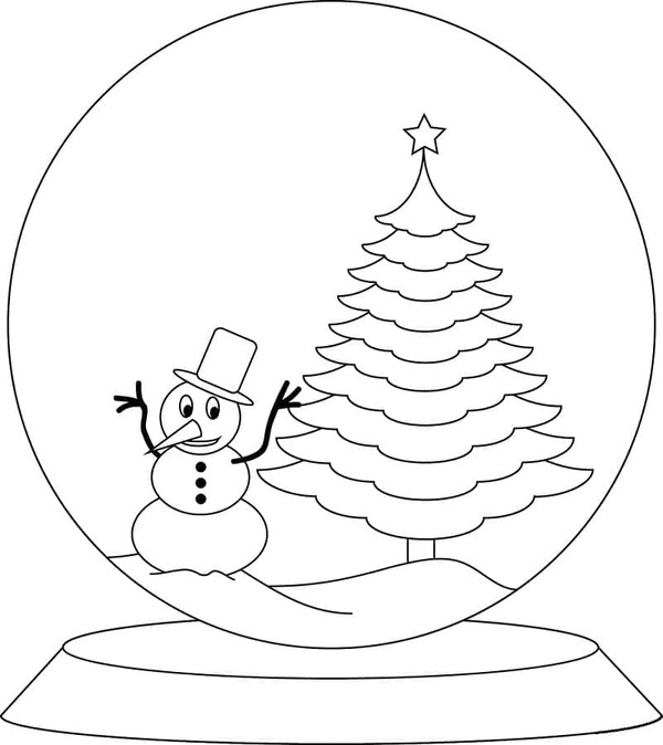 Zeichne Schneekugel zum Ausdrucken