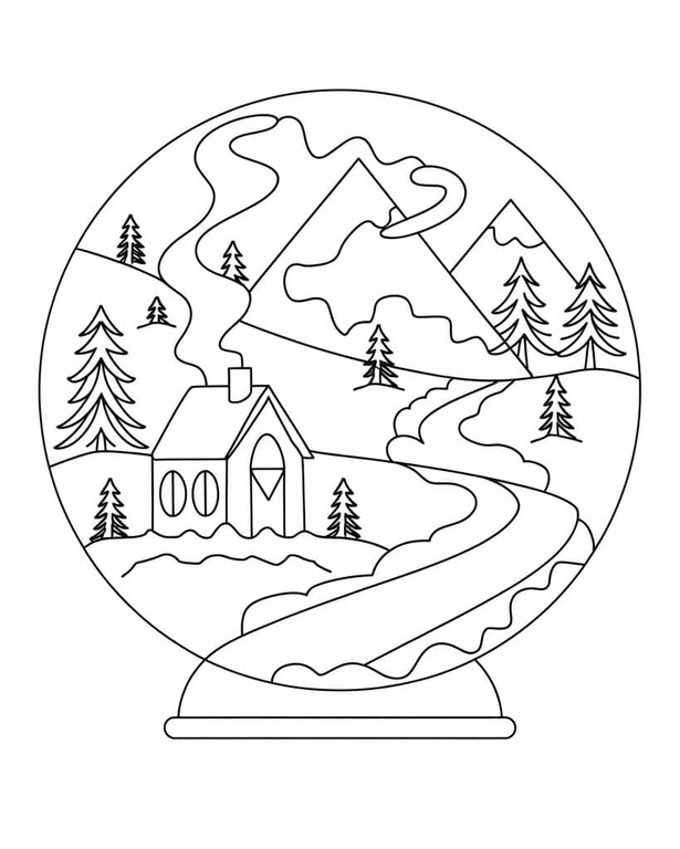 Zeichne Schneekugel zum Ausdrucken für Kinder