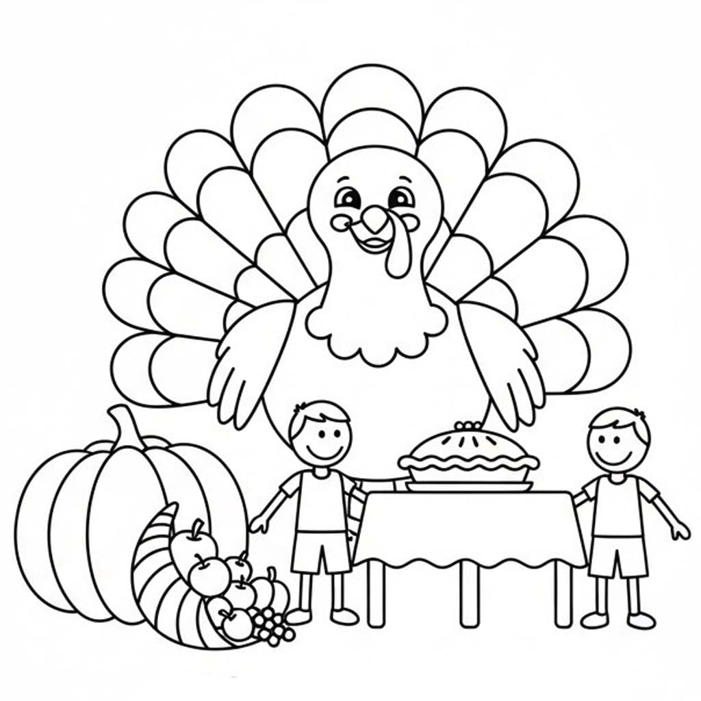 Zeichne Thanksgiving kostenlos schlicht