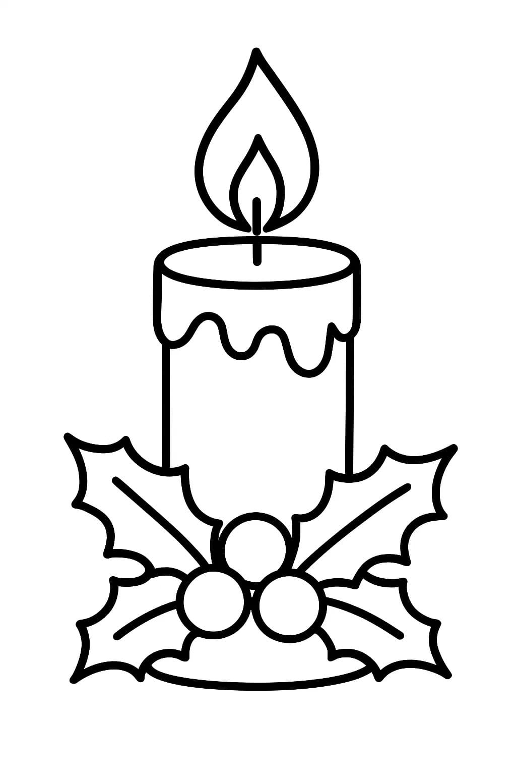 Zeichne Weihnachtskerzen kostenlos schlicht