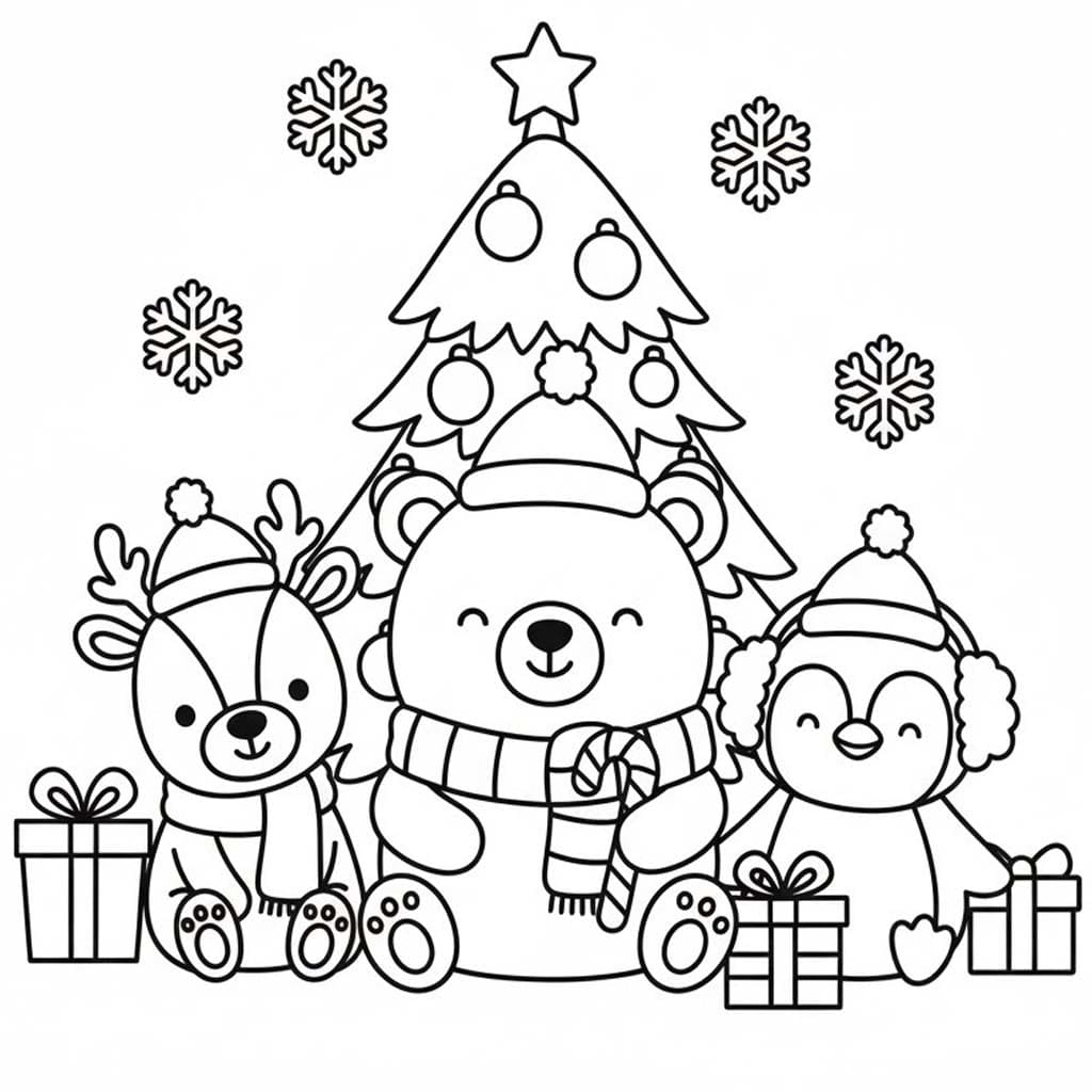 Zeichne Weihnachtstiere druckbare basisch