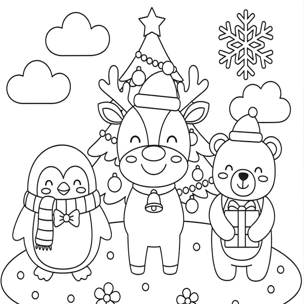 Zeichne Weihnachtstiere kostenlos basisch