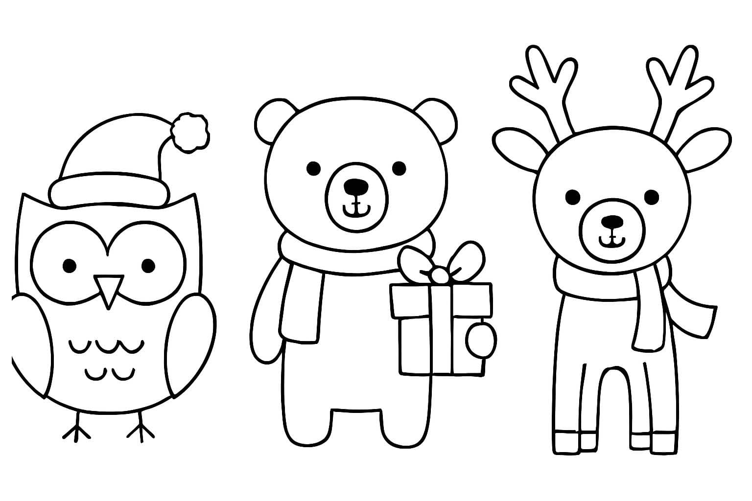Zeichne Weihnachtstiere kostenlos druckbare einfach