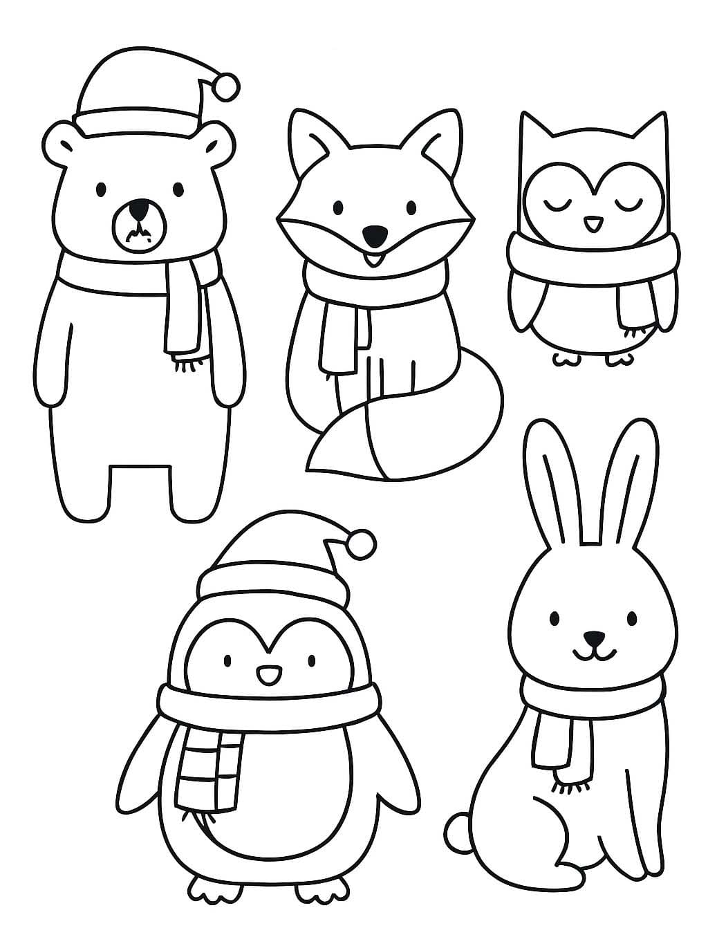 Zeichne Weihnachtstiere kostenlos schlicht