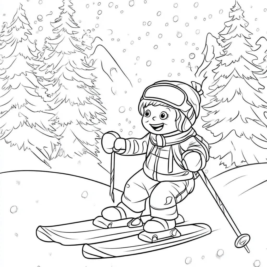 Skifahren zum Ausdrucken für Kinder