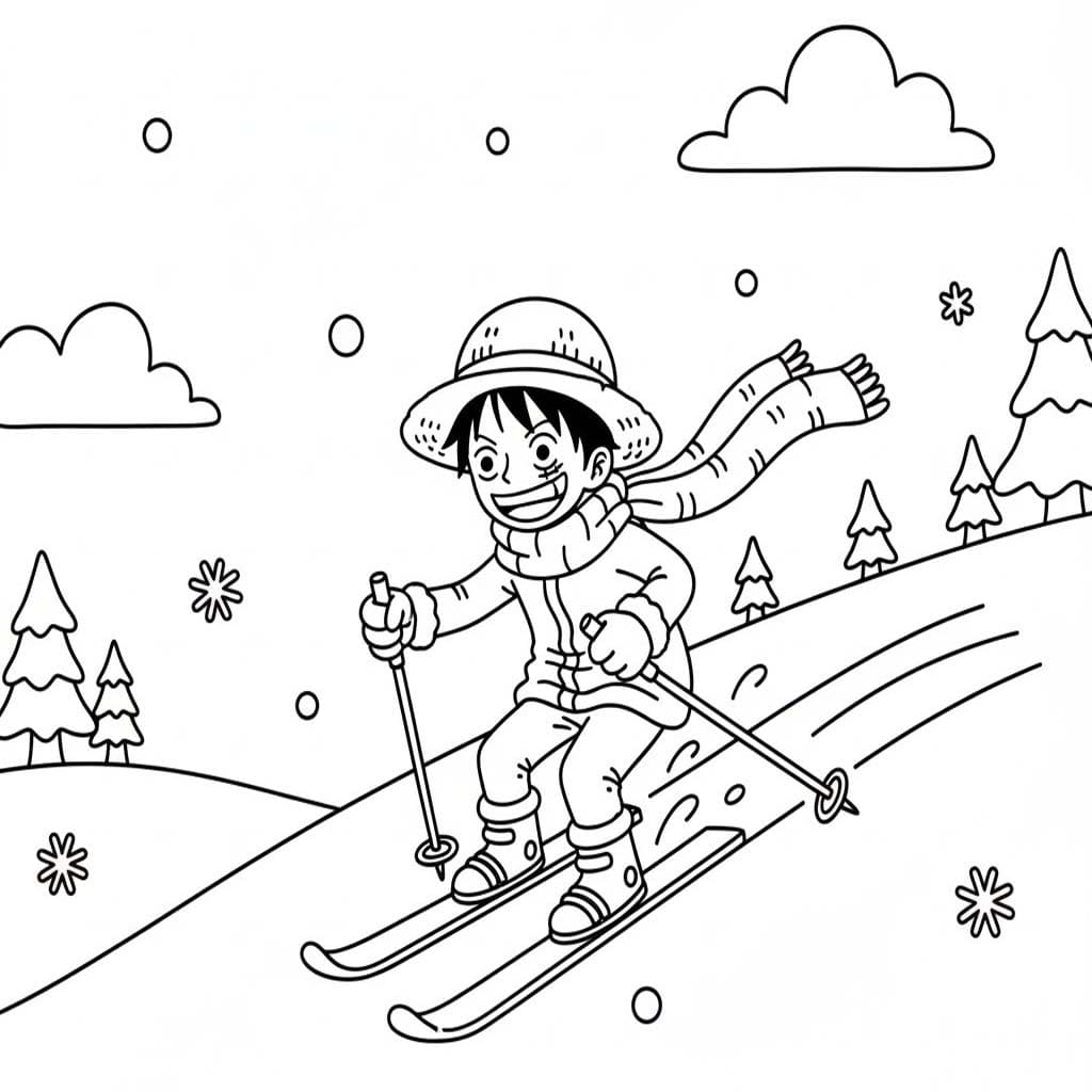 Zeichne Skifahren basisch