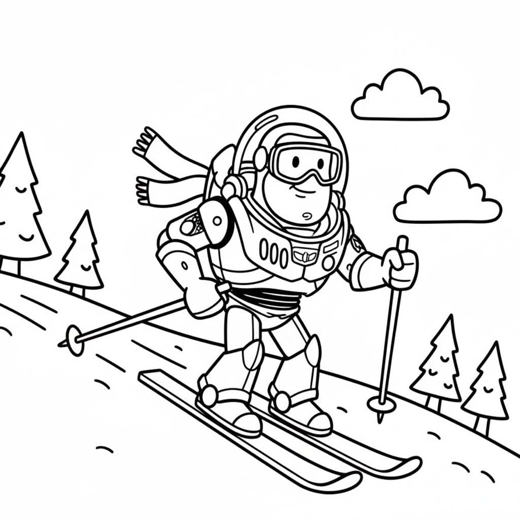 Zeichne Skifahren kostenlos druckbare schlicht