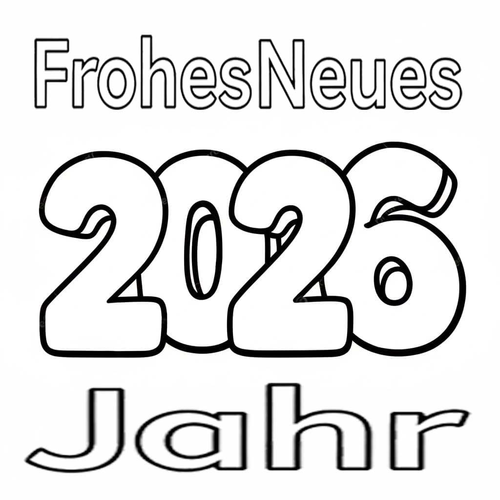Coloriage Frohes Neues Jahr 2026