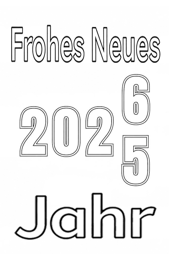 Frohes Neues Jahr 2026 kostenlos druckbare einfach