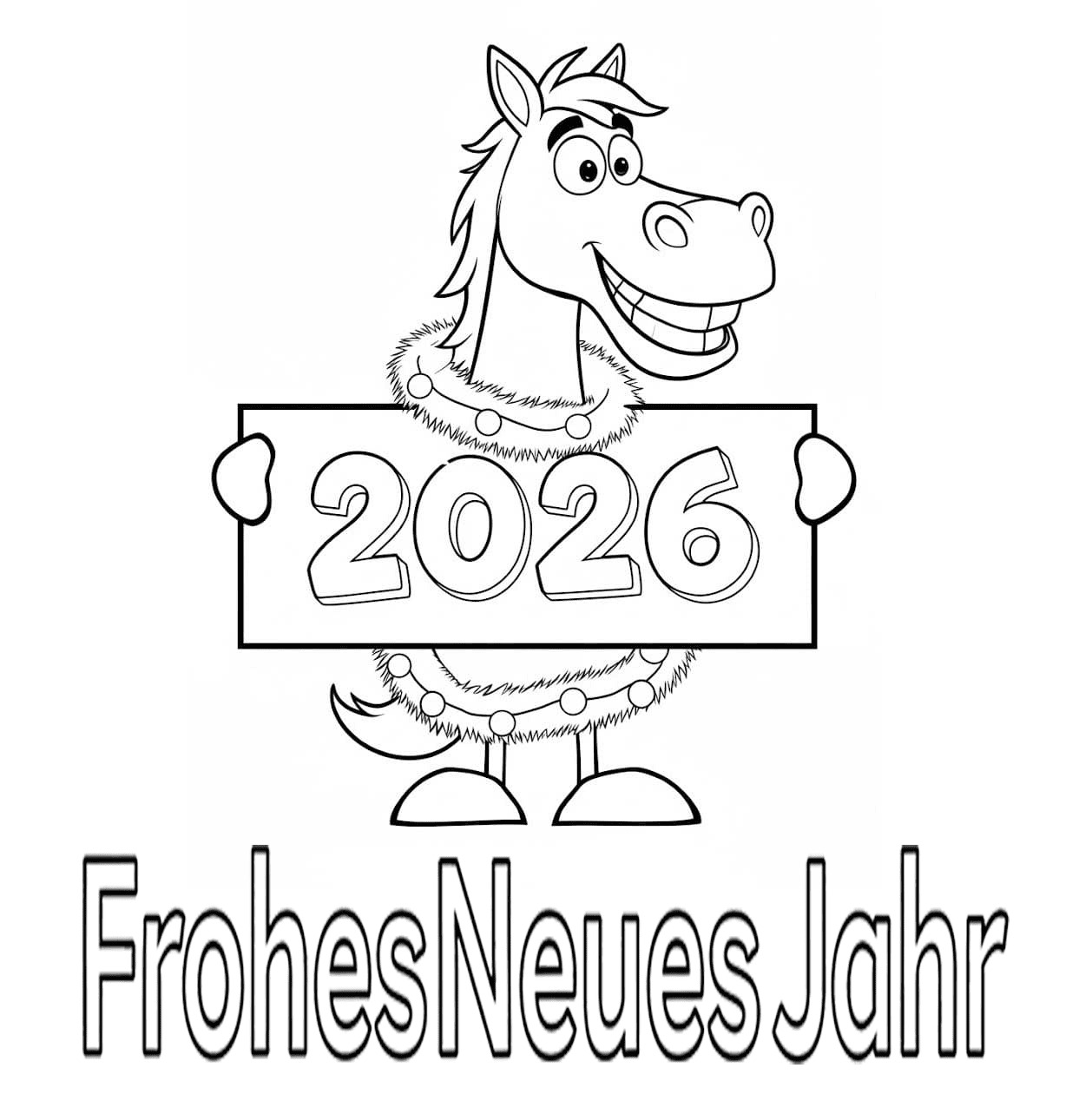 Frohes Neues Jahr 2026 kostenlos druckbare für Kinder