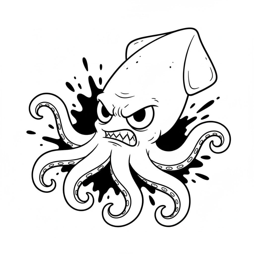 Tintenfisch zum Ausdrucken für Kinder