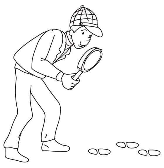 Zeichne Detektiv druckbare einfach