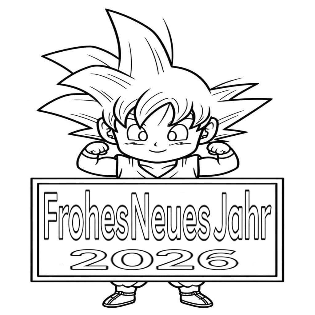 Zeichne Frohes Neues Jahr 2026 einfach