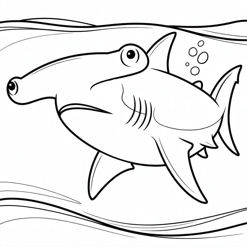 Zeichne Hammerhai schlicht