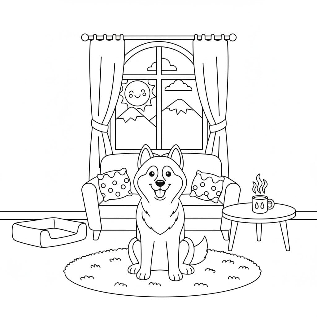 Zeichne Husky kostenlos für Kinder