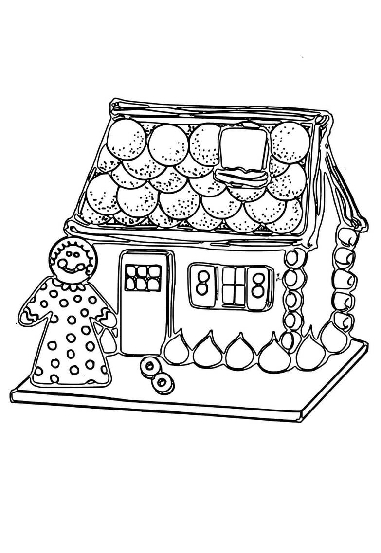 Zeichne Lebkuchenhaus kostenlos für Kinder