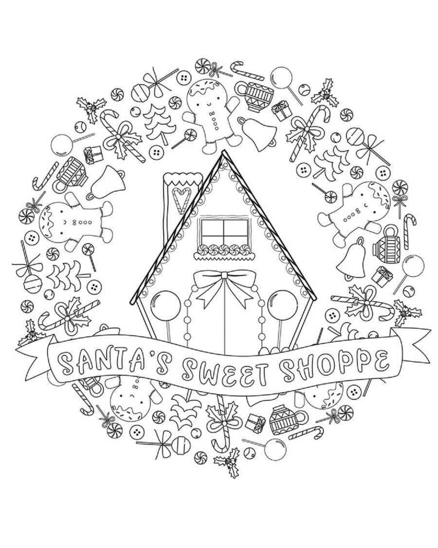 Zeichne Lebkuchenhaus zum Ausdrucken für Kinder