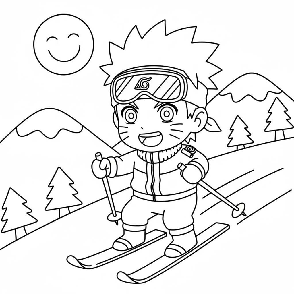 Zeichne Skifahren druckbare basisch