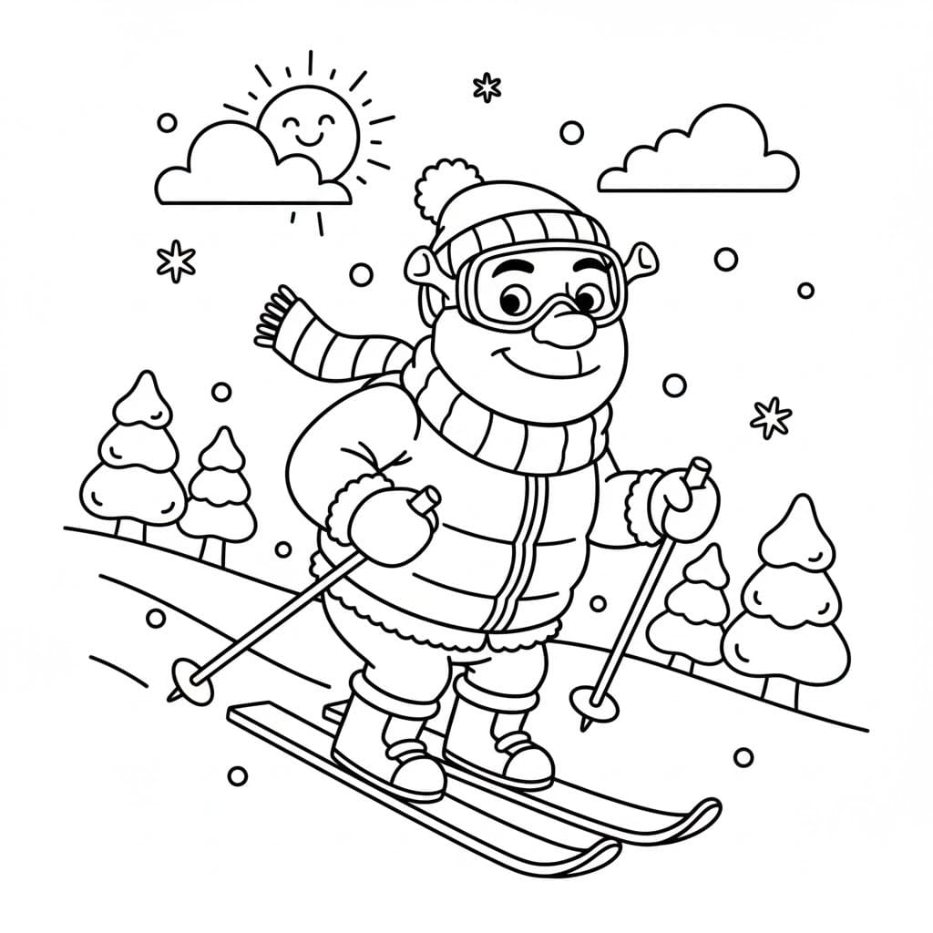 Zeichne Skifahren für Kinder