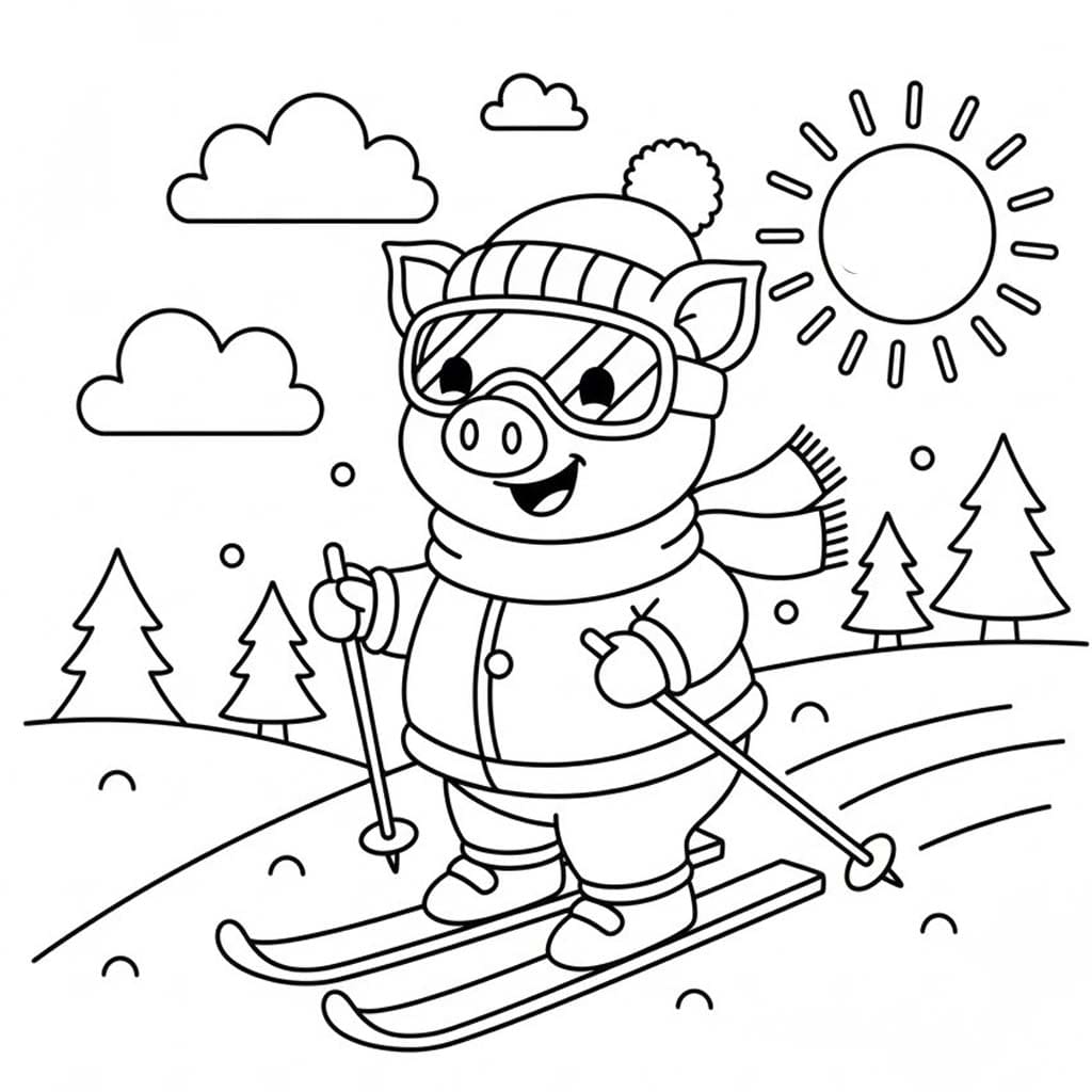 Zeichne Skifahren kostenlos druckbare