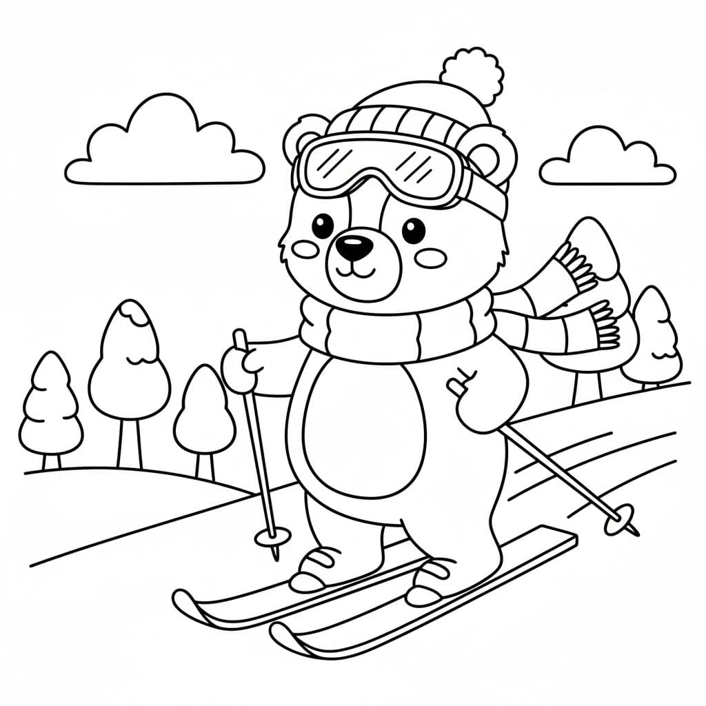 Zeichne Skifahren kostenlos druckbare einfach