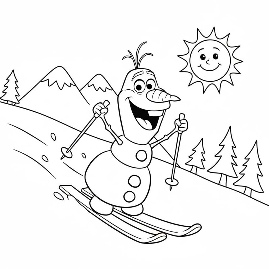 Zeichne Skifahren zum Ausdrucken