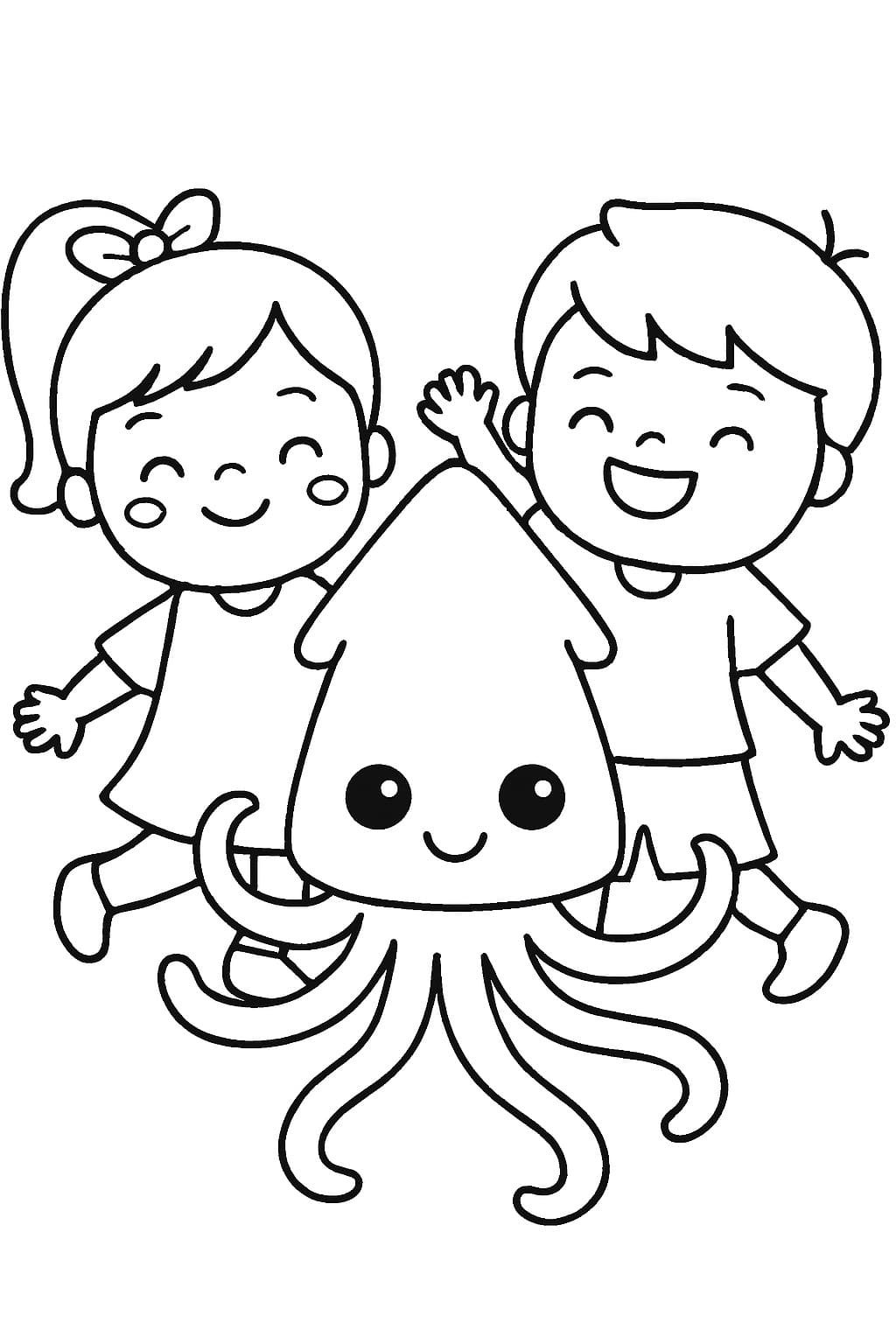 Zeichne Tintenfisch kostenlos druckbare für Kinder