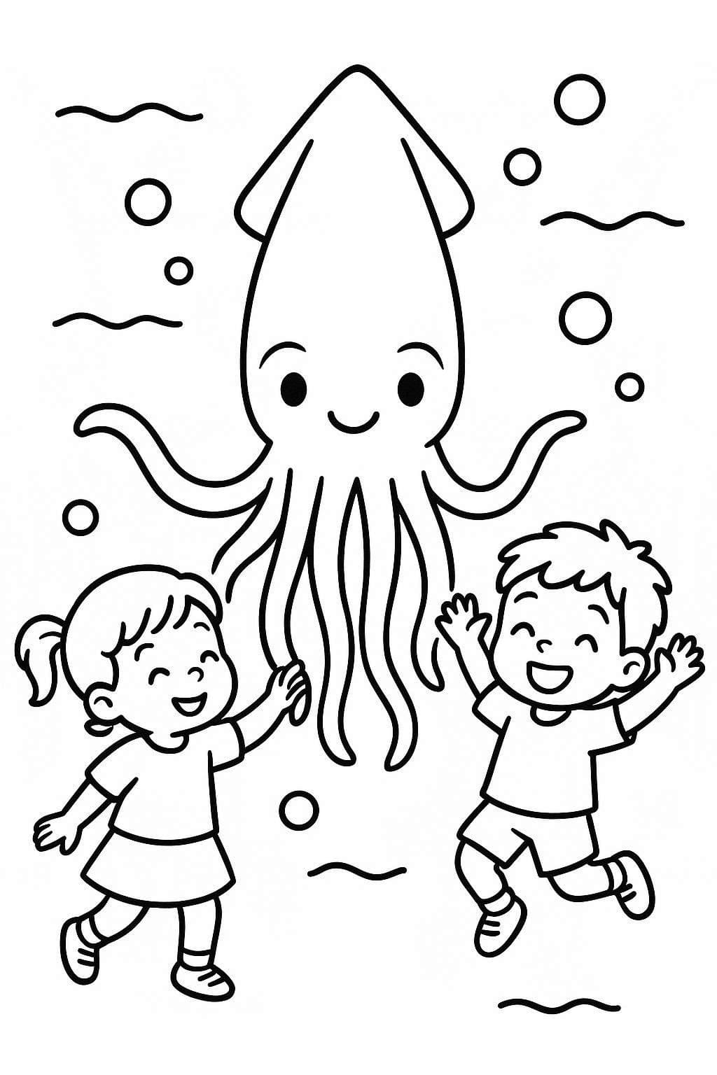 Zeichne Tintenfisch zum Ausdrucken